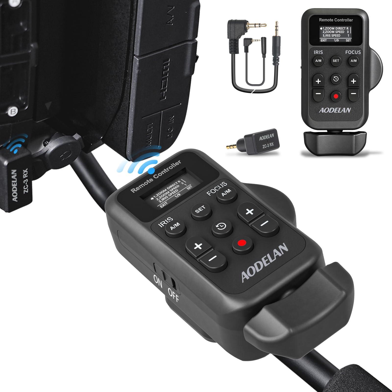 Upgraded Wireless Camcorder Remote Control Zoom Controller with LANC or Remote Jack (2.5 mm),LensโZoom Focus Iris Camera Control Compatible with Canon XA50 XA55 XF405 G60 G26 /for Sony NX80, NX3,NX200