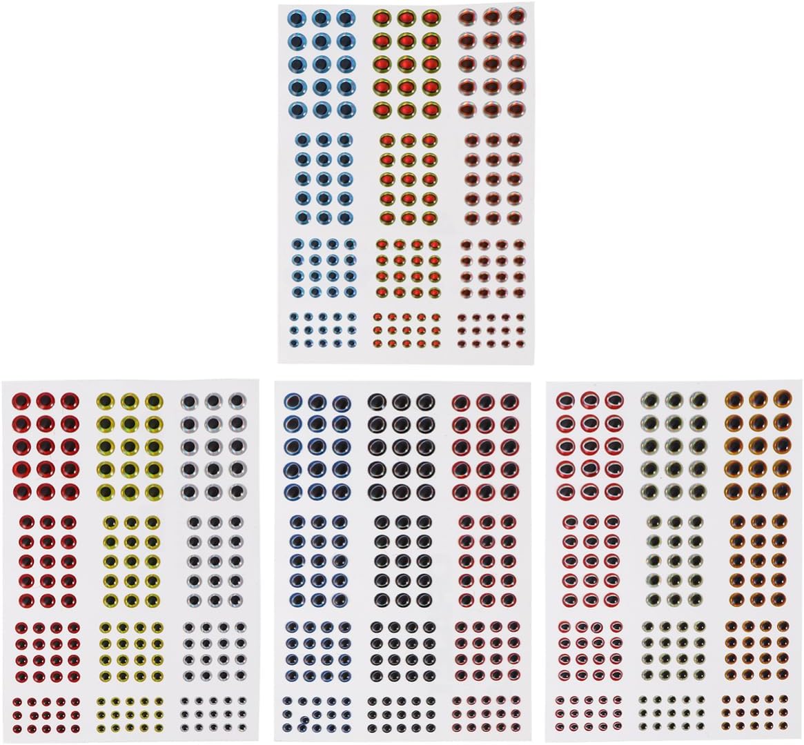 4sheets Lure Eyes for Fishing Lures Self-Adhesive Realistic Fake Bait Eyes for Freshwater Fishing Accessories for Crafts and Handmade Projects