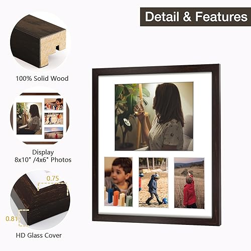 Vista 123 de Golden State Art, Juego de 2 portarretratos de madera blanca de 12 x 17 pulgadas, paspartú blanco para fotos de 8 x 10 y 5 x 7 pulgadas, vidrio