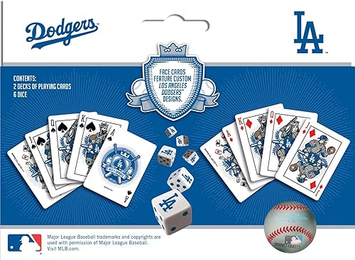 Miniatura 3 de MasterPieces - Juego de 2 cartas y dados con licencia oficial de la MLB Los Angeles Dodgers para adultos
