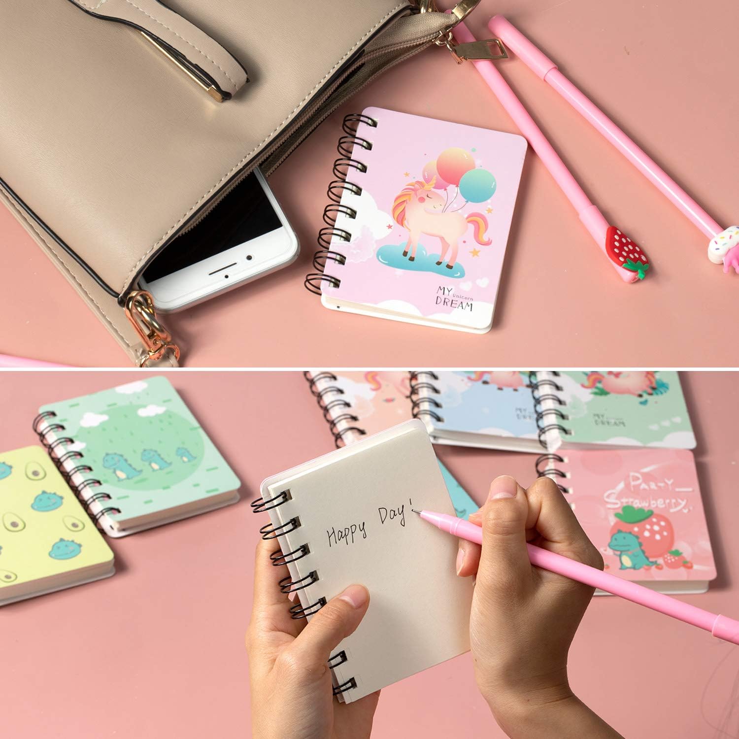 Spiral Notebook, Comius Sharp 8 Pieces Mini Notepads,Portable Small Pocket Notebook with Cute Cartoon Pattern Mini Diary Note Pad. - Image 4