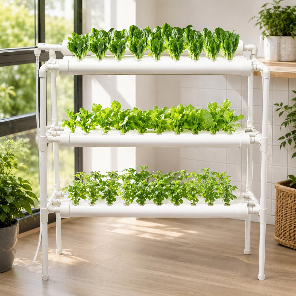 Futchoy Hydroponic Site Grow Kit de culture 108/90 Plant Sites 3 couches Plant Plant Plant Plant Plant Plant Jardin Terrasse pour Maison, Jardin et Bureau (99 Plants)