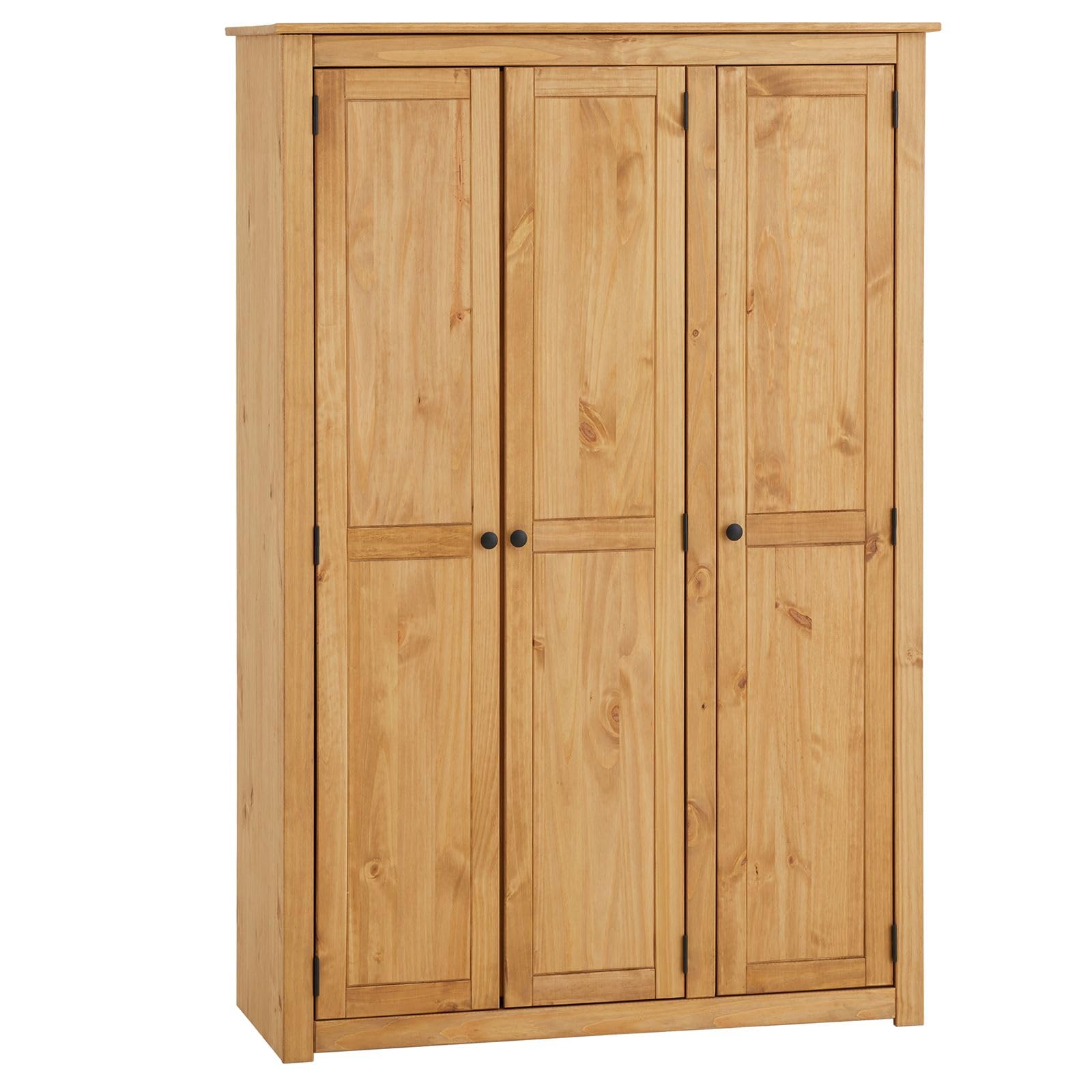 IDIMEX Kleiderschrank CANCUN - Massiver 3-türiger Schlafzimmerschrank, Kiefer, gebeizt/gewachst