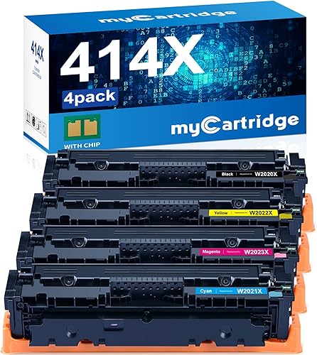 myCartridge Cartuchos de tóner 414X (paquete de 4 (con chip), repuesto compatible para HP 414X 414A para HP Color Laserjet Pro MFP M479FDW M479fdn