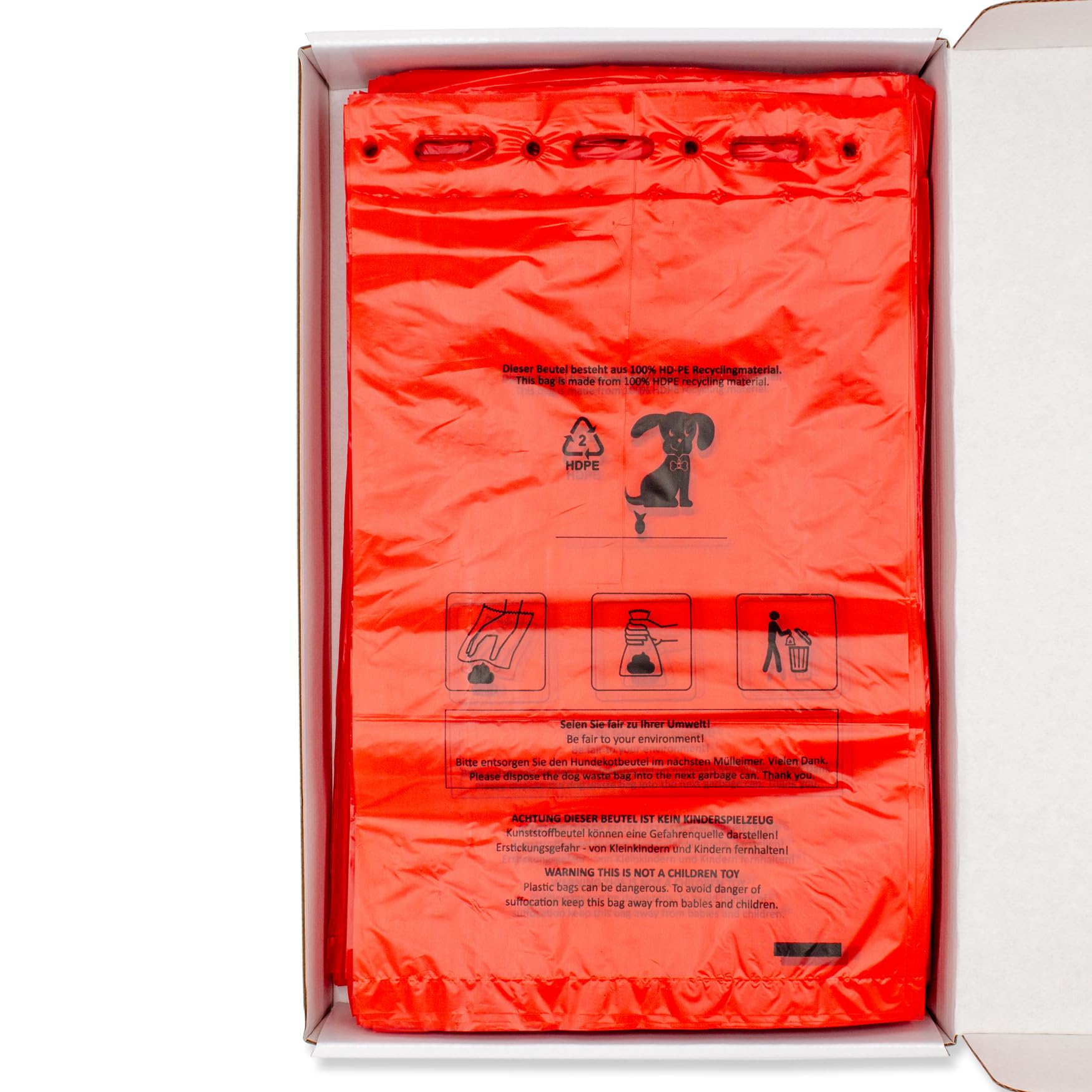 12000 sacchetti per escrementi di cani (120 blocchi da 100 sacchetti), da appendere, rosso in 21 x 31,5 cm + bordo di 3,5 cm