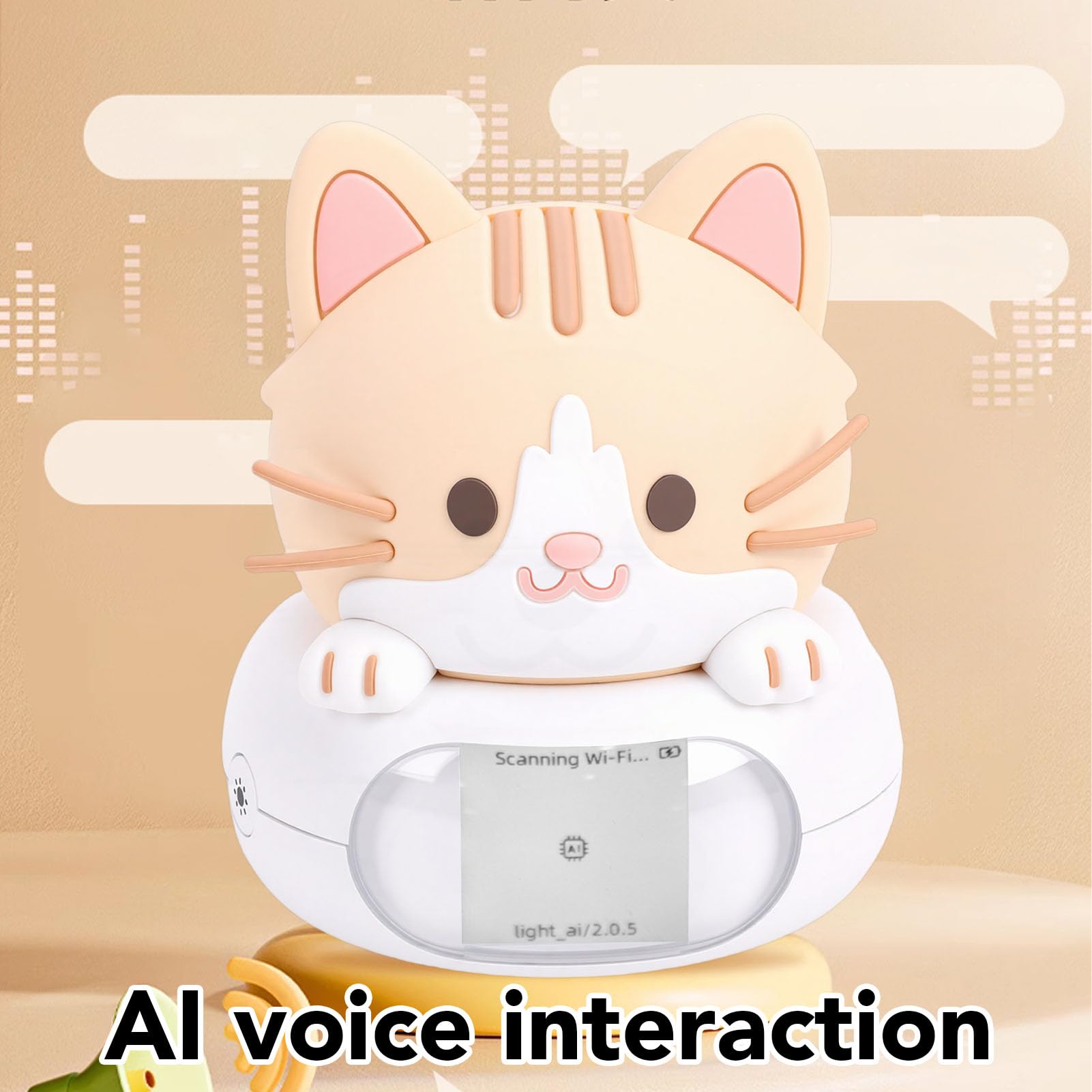 KI-Schreibtischroboter, PC-Silikon, Intelligenter Lern-Chat-Begleiter mit Nachtlicht und Emotionaler Interaktion für Kinderzimmer (Katze)