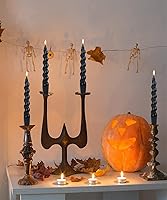 Vista 3 de LPUSA Velas Cónicas en Espiral Negras Hechas a Mano Velas de Candelabro Cera Sin Perfume Vela de Cena Sin Goteo para Boda, Cena, Vacación, Fiesta