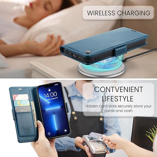 Miniatura 8 de QLTYPRI Funda tipo cartera para iPhone 13 Pro Max, funda magnética de piel sintética de alta calidad con bloqueo RFID, ranuras para tarjetas de