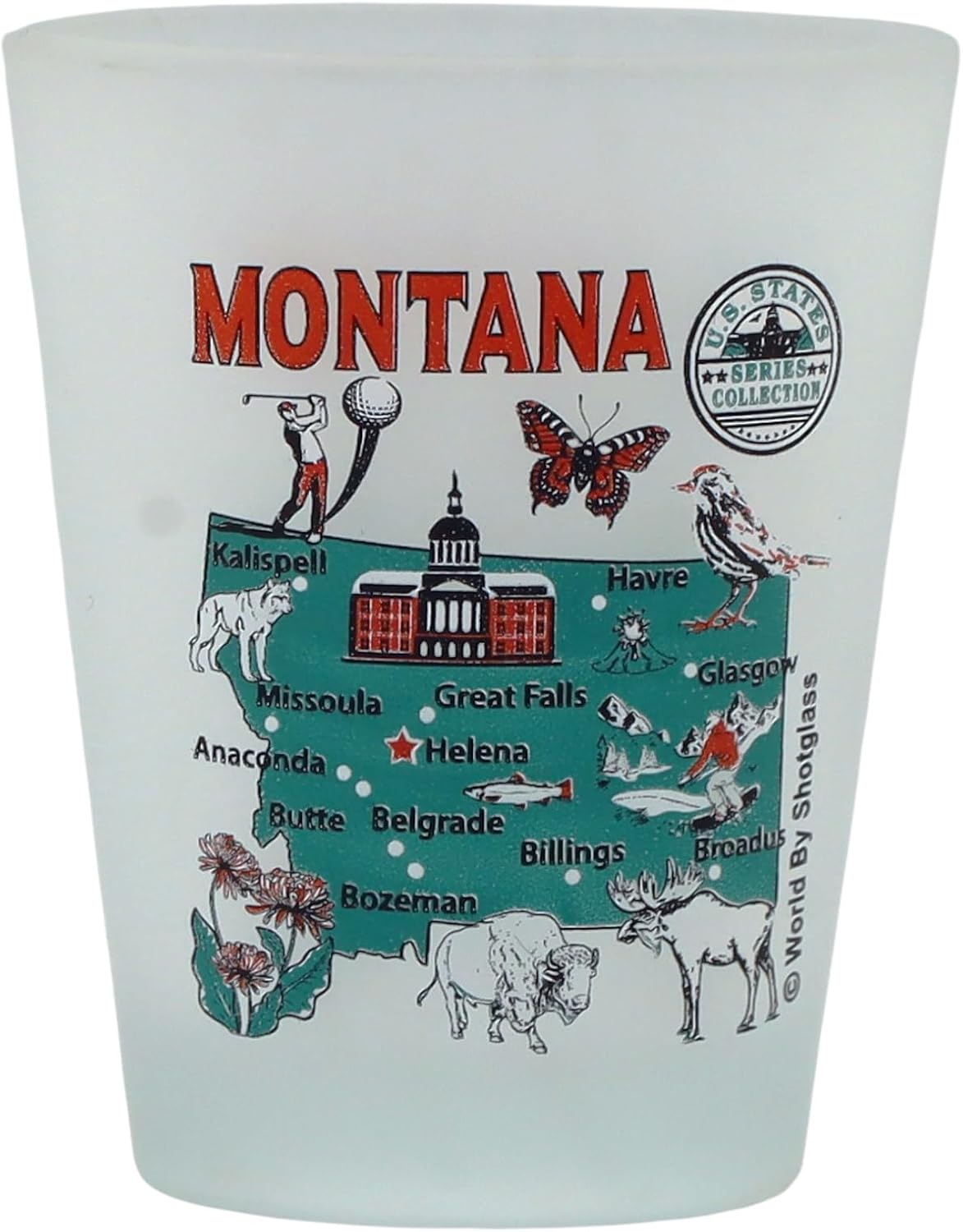 World By Shotglass United States USA Mountain West States Souvenir Boxed Shot Glass Set (Set of 6)