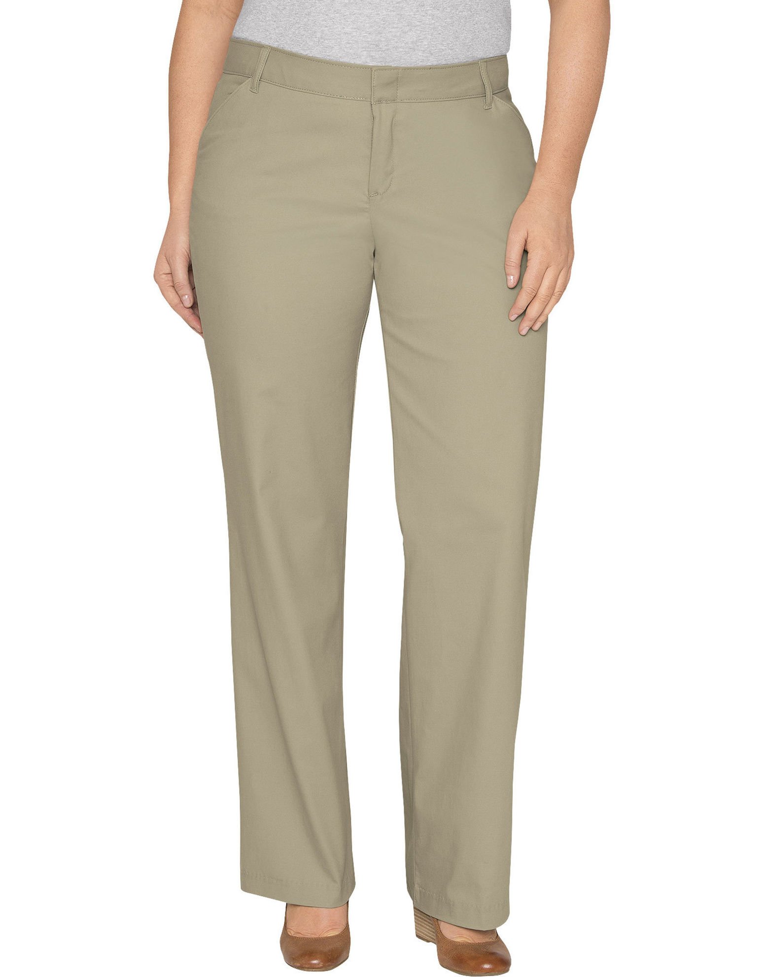 Dickies Womens Plus-Size Relaxed Straight Stretch Twill Pant