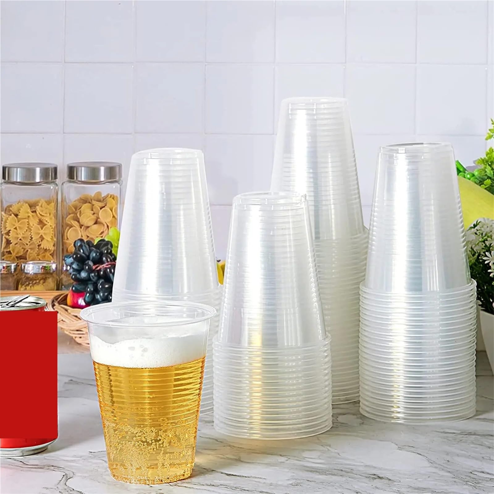 100 Stück durchsichtiger Plastikbecher for Picknick im Freien für Party & mehr