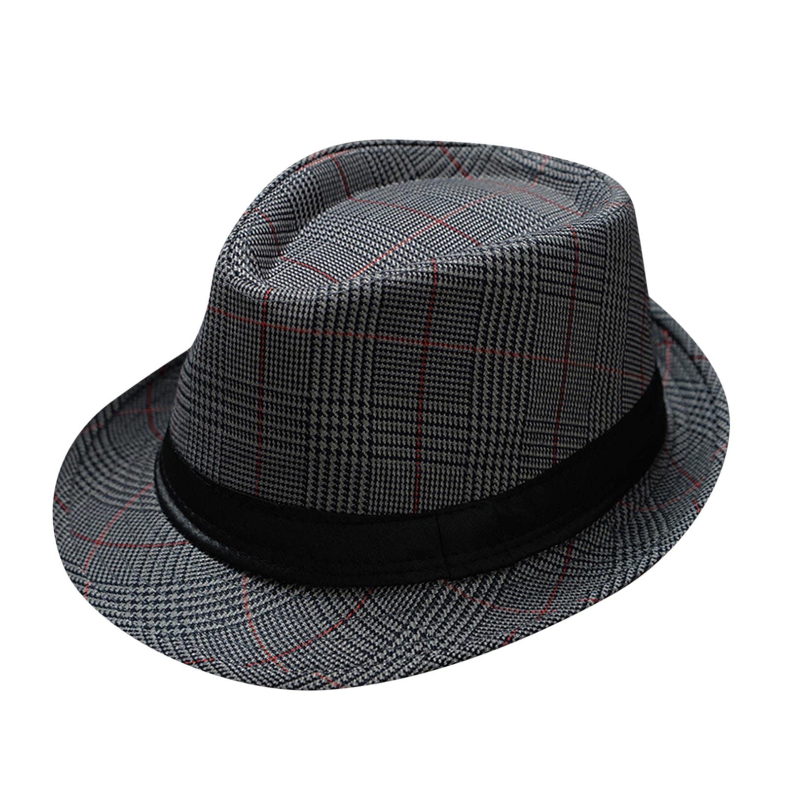 Generic Sombrero de paja grande para hombres y mujeres, sombrero de jazz retro, sombrero de sol británico a rayas, sombrero de sol de viaje Jan Jul