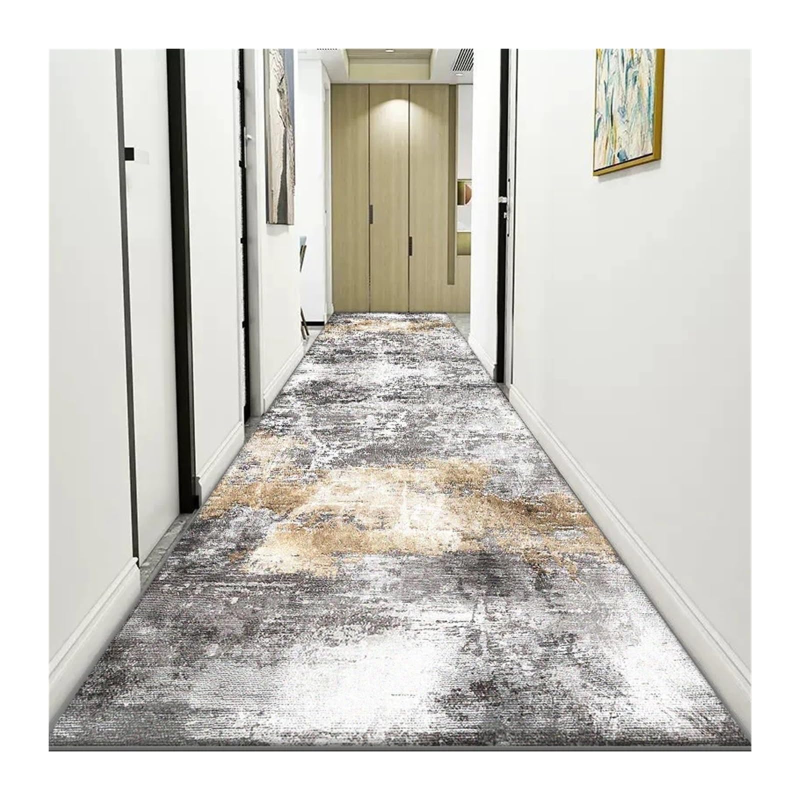 Tapis de couloir moderne abstrait color06 en 90x300 cm pour une entrée de maison élégante
