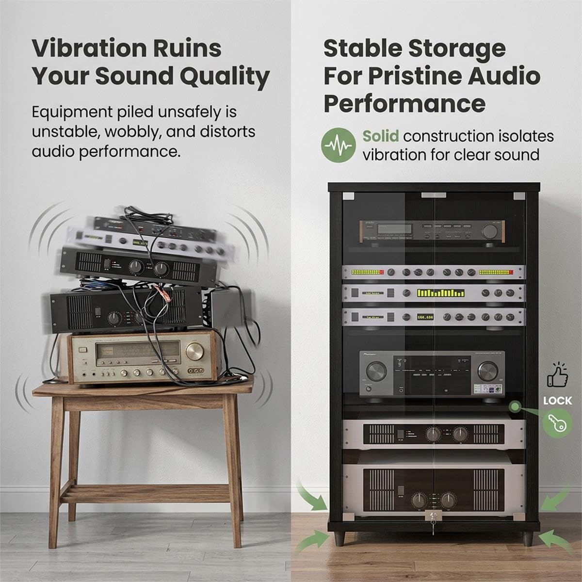 Meuble stéréo, Rack Audio avec Portes pour Rangement multimédia