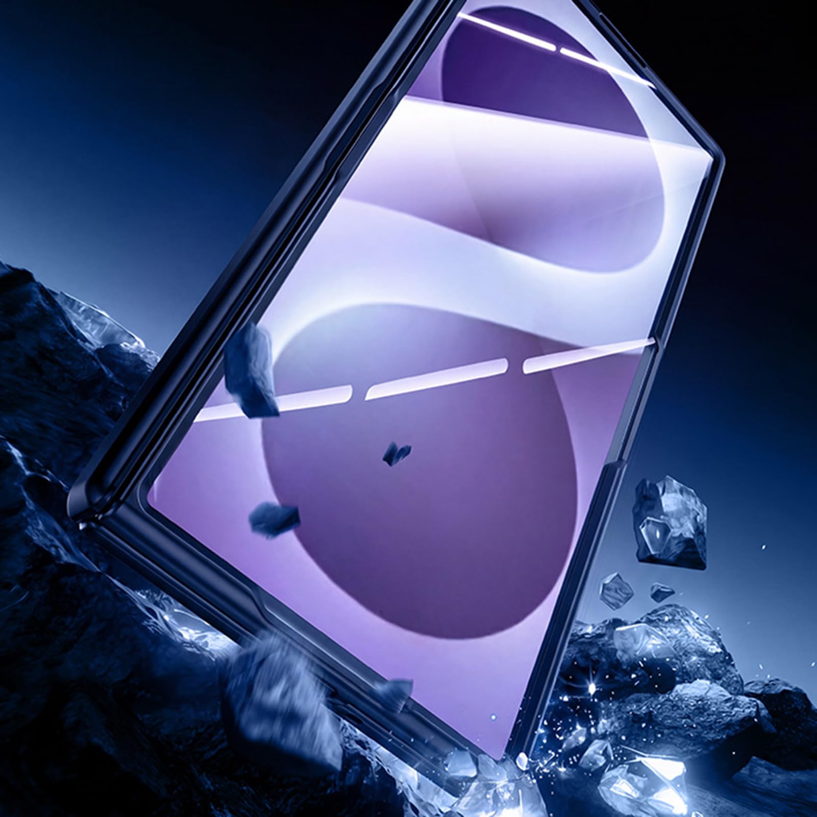 Matowe etui do Samsung Galaxy Z Fold 8 Ultra, ochrona przed wzrokiem, odporne na uderzenia etui odporne na odciski palców, lekkie zawiasy, niebieskie