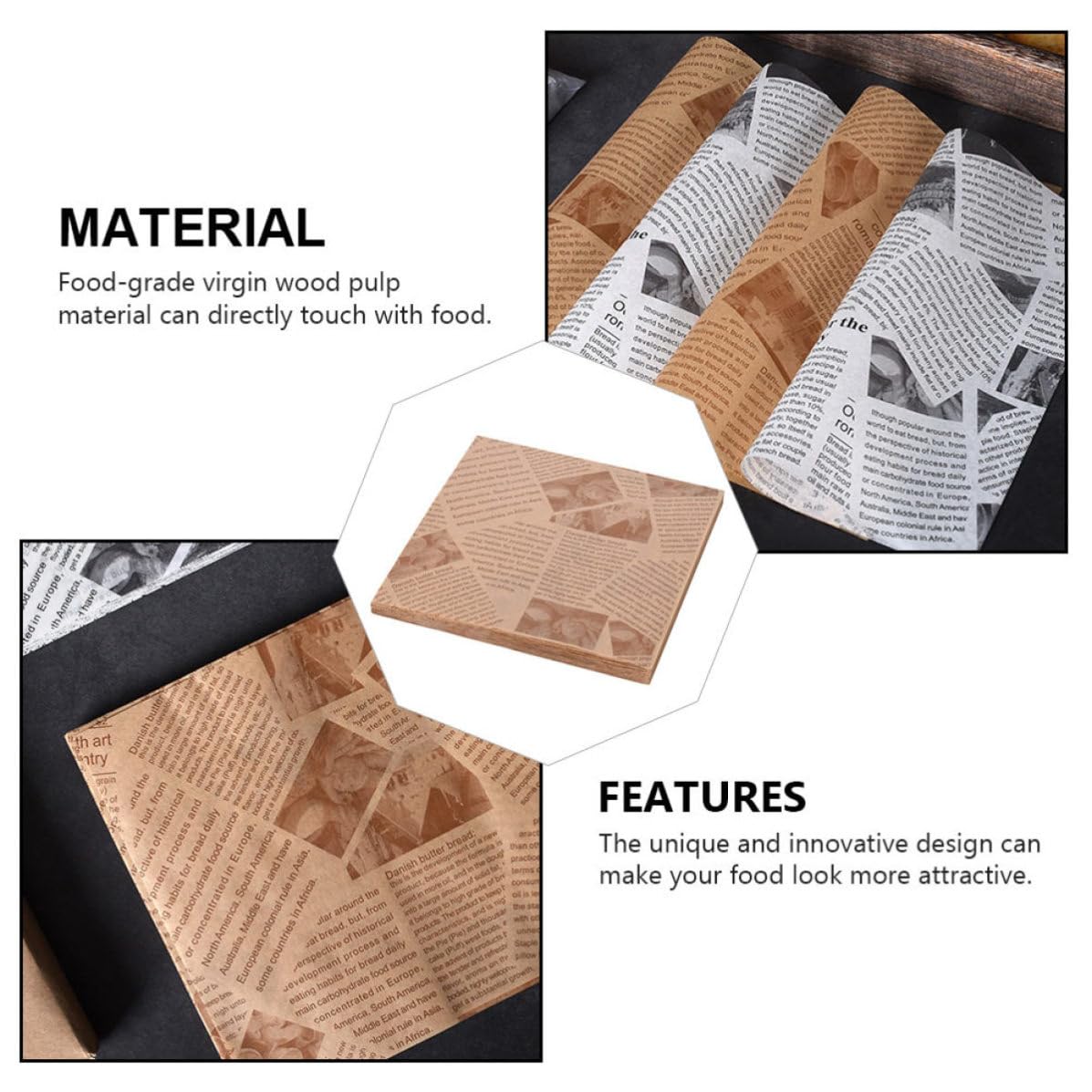 KICHOUSE 500 Piezas de Papel para Hornear Resistente al Aceite Absorción de Grasa y Material de Pulpa de Madera para Envolver Snacks y Sandwiches Hogar