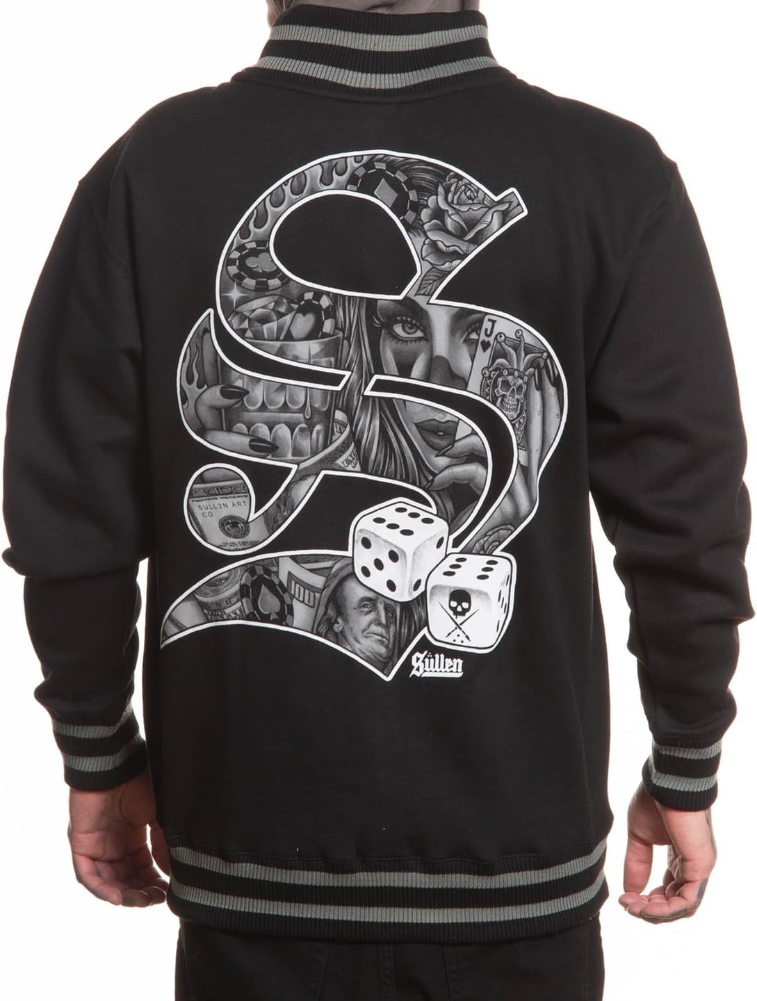 Sullen Men's S Dice Tattoo Lifestyle Graphic Long Sleeve Zip Up Hooded Fleece Sweatshirt - Image 2