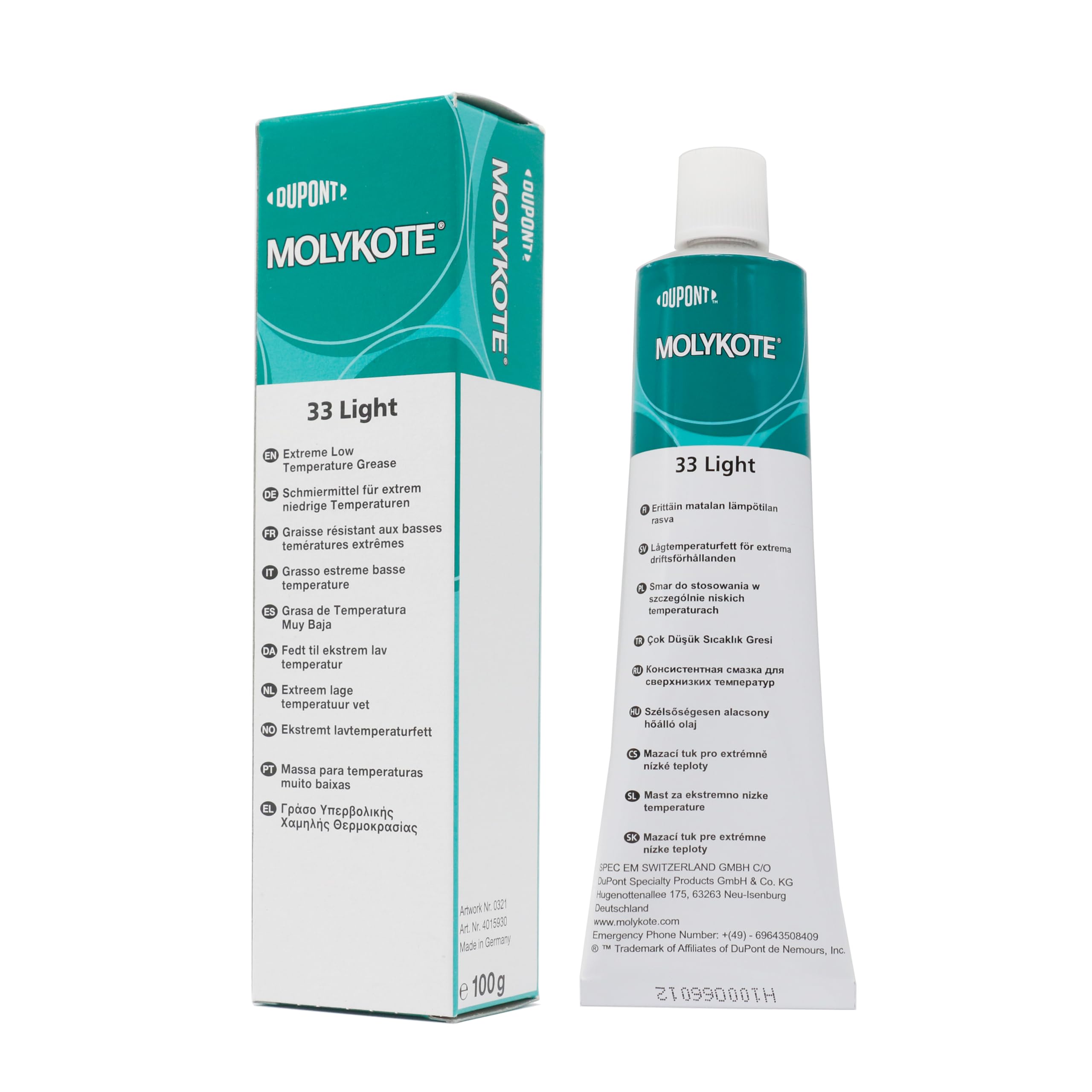 Molykote 33 Light 100g Graisse Lubrifiante 33L Graisse pour Températures Extrêmes Charge Légère Métal-Métal Métal-Plastique pour Câbles Électriques et Roulements Blanc Cassé