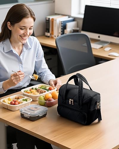 Miniatura 7 de HOTOR Lonchera para mujer  Lonchera aislada con bolsillos adicionales, amplia bolsa de almuerzo con asas y correas acolchadas, bolsa enfriadora