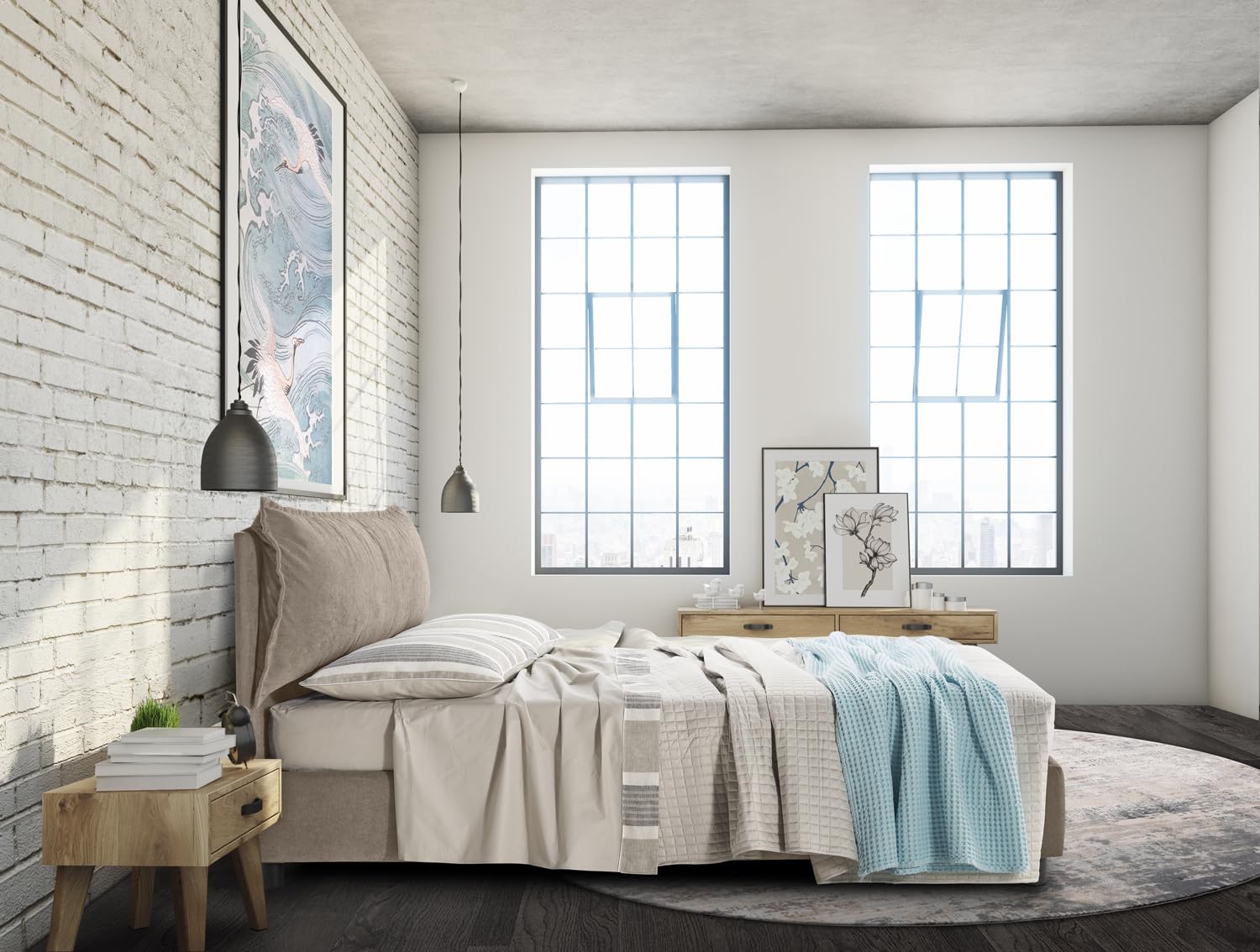 EVERGREENWEB Letto Matrimoniale con Contenitore 160x195 cm, Elegante Struttura Letto Imbottita, Rete a doghe in Legno Inclusa, Moderna Testiera Rivestimento SFODERABILE Tessuto Tortora, Modello ARLES