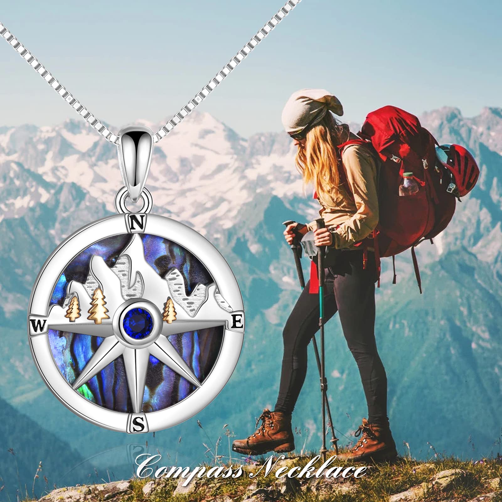Collier boussole en argent sterling inspirant vintage nautique spinning boussole pendentif gravé « Go in your direction of your dream » Bijoux cadeaux pour fille, amis et sœurs, argent sterling, poli