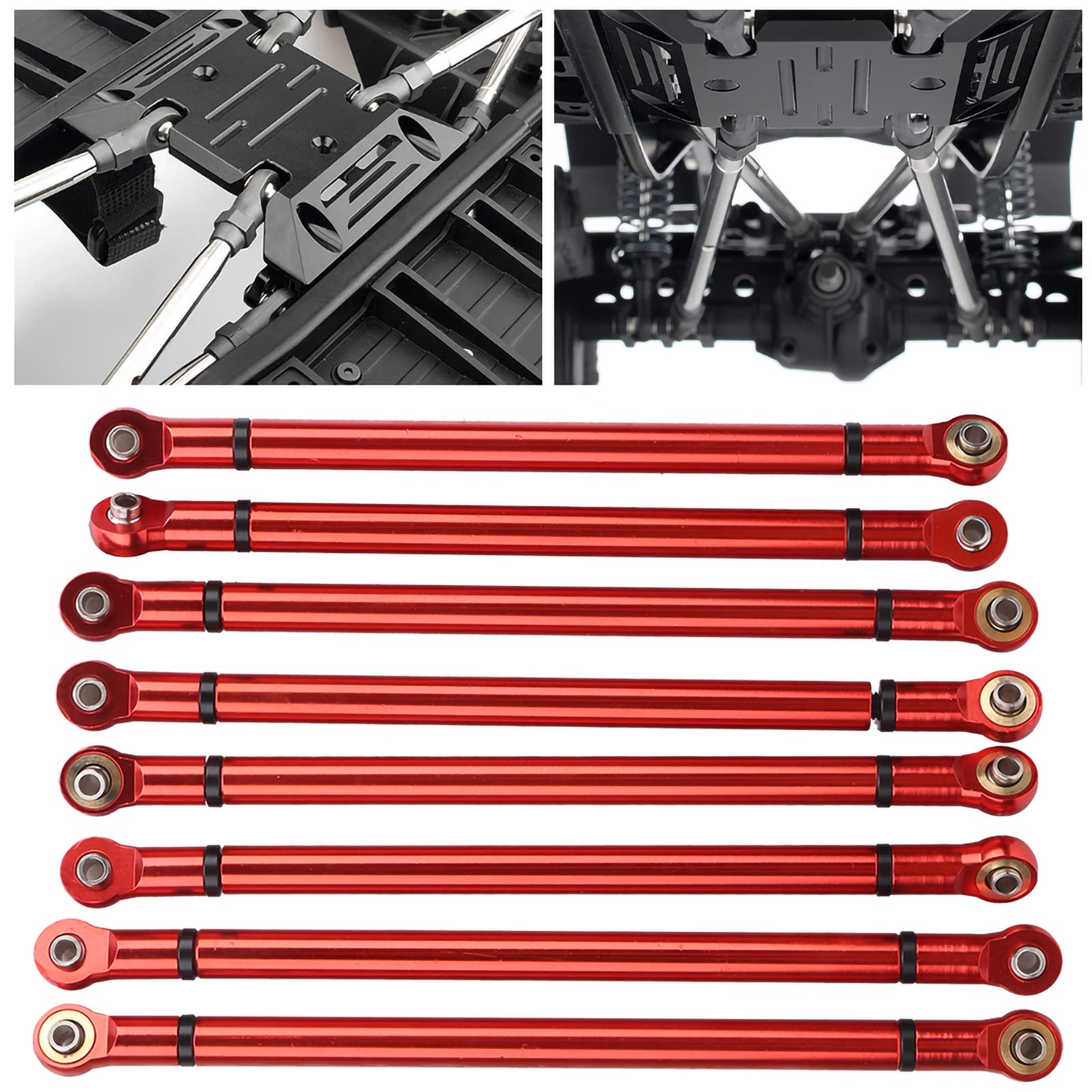 RC Link Rods, Aluminium Alumini Podwozia Rozstawu Osi 313 Mm do Osiowego SCX10 1/10 Skala RC Crawler Górna i Dolna Link Pręta, 8pcs, Modyfikowane Części RC Zmodyfikowane Części