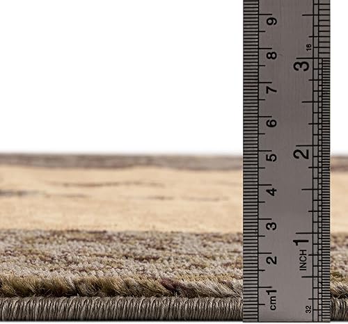 Miniatura 12 de Unique Loom Barista Collection - Alfombra moderna a cuadros, contemporánea, multicapas, Polipropileno, BeigeRoble