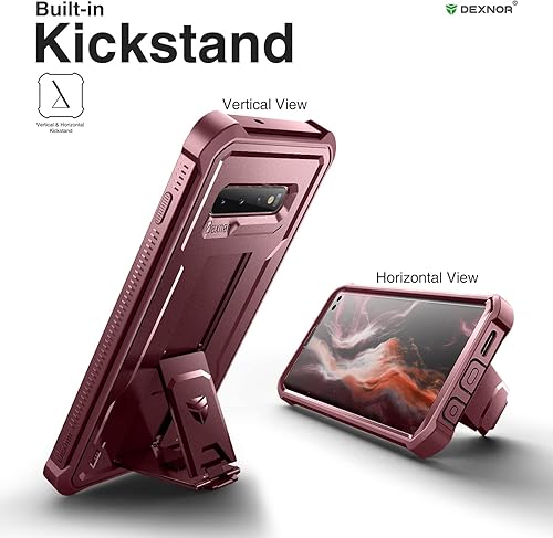 Miniatura 4 de Dexnor Funda para Samsung Galaxy S10+ Plus, protector de pantalla y soporte integrados Protección de grado militar resistente a prueba de golpes