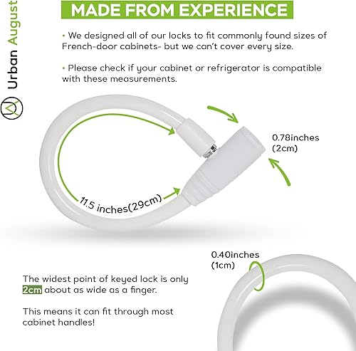 Miniatura 4 de Urban August Cerradura de refrigerador a prueba de niños para niños y adultos - Cerradura para puerta francesa refrigerador y gabinete (pequeño,