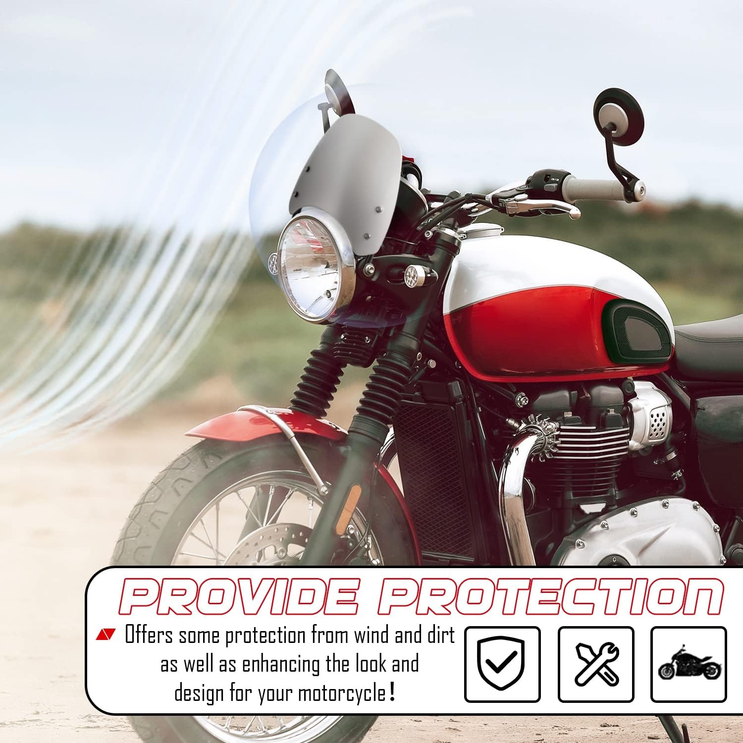 Motorcycle Windshield Windscreen Double Bubble for Bonneville T100 T120 2016 2017 2018 2019 2020 2021 2022 2023 2024 Deflector Flyscreen (Smoke)