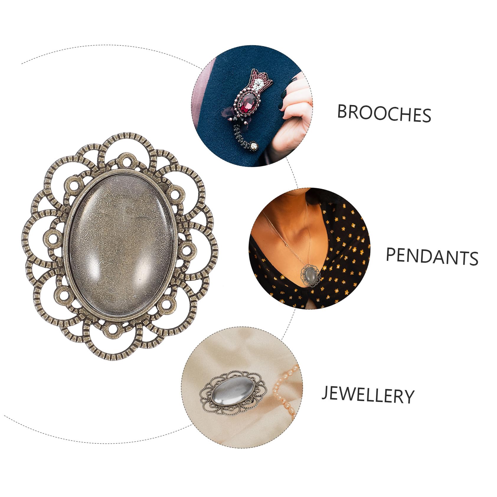 NESTINGHO 30 Stück Teiliges Retro Broschen Antikem Bronze broschensockel und Glaskuppeln zum Schmuck Selber Machen Vintage Broschensockel für DIY Schmuckzubehör zum Basteln und Verschenken