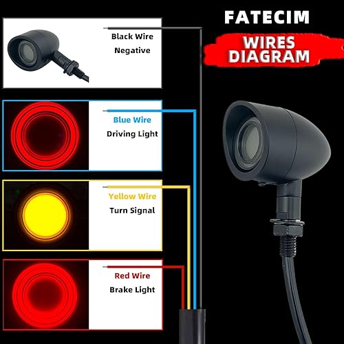 Miniatura 4 de FATECIM 2 luces traseras LED para motocicleta, intermitentes, luces de freno con visera, luces traseras de motocicleta, intermitentes traseros para