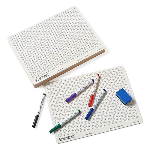 Miniatura 7 de hand2mind Pizarra blanca de doble cara para estudiantes, pizarra de rejilla para gráficos, pizarras de borrado en seco, pizarra blanca portátil,