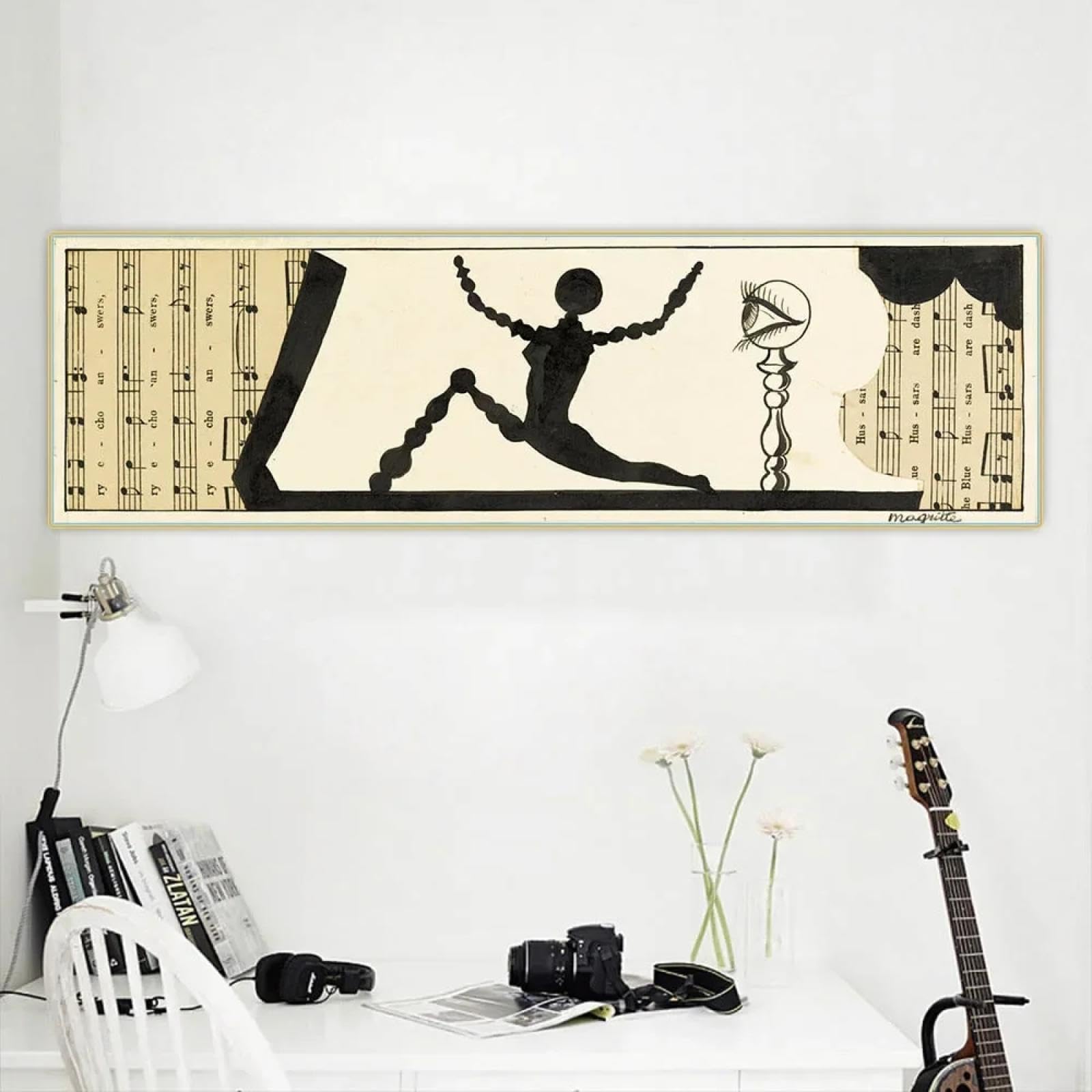 BMGKYAGL Famosi manifesti Musica (Progetto per un'intestazione di pagina), 1926" Surrealismo Tela Pittura a olio Estetica Decorazione per la casa 50x150cm Bronzo