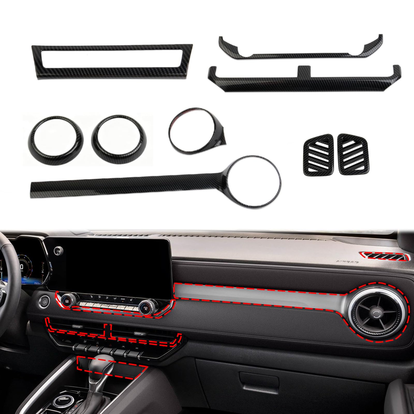 Photo 1 of Korlot Carbon Fiber Style Center Console Dashboard Cover Trim Kit Accessories for 2023-2026 Chevrolet Colorado (Set 1)