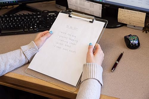 Miniatura 7 de Portapapeles de plástico (juego de 6) portapapeles transparentes (transparente) fuertes de 12.5 x 9 pulgadas, capacidad para 100 hojas. Portapapeles