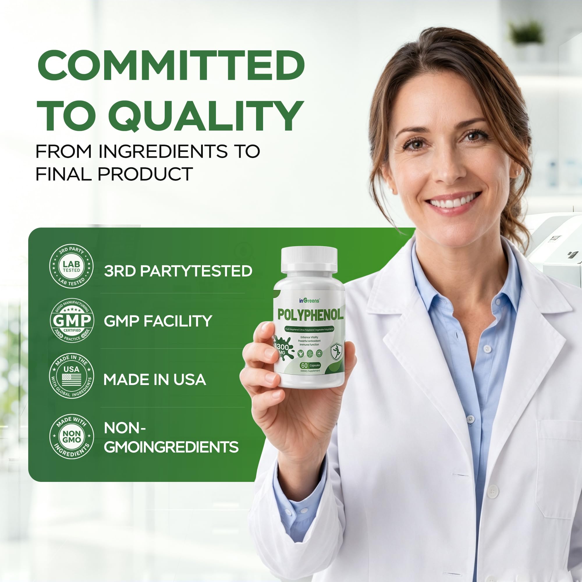inGreens 25-in-1 Polyphenols Supplement, Quercetin, Resveratrol 60 Capsules — Amazon image 7