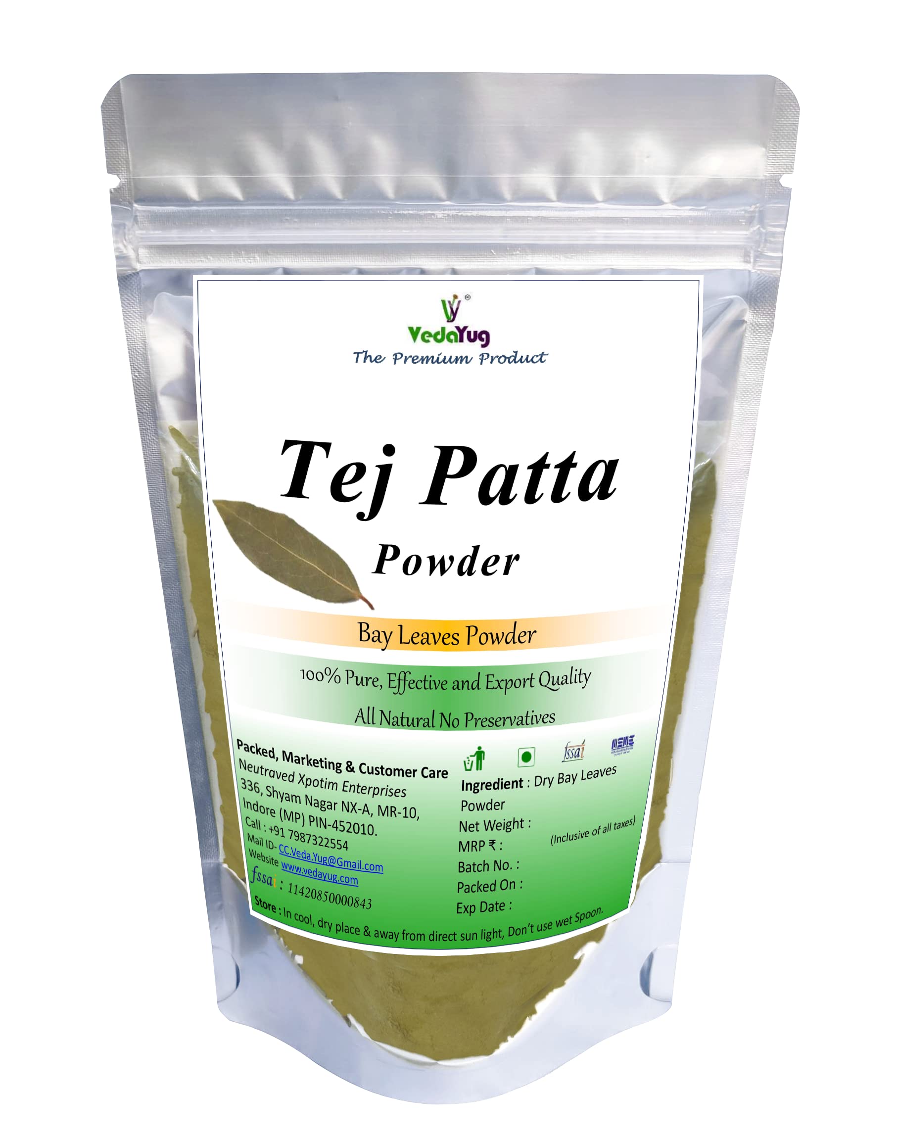 VY VedaYug Tejpatta Powder, 100g | Tej Patta Powder | Bay Leaf | Cinnamomum Tamala | No Preservatives (100 grams)