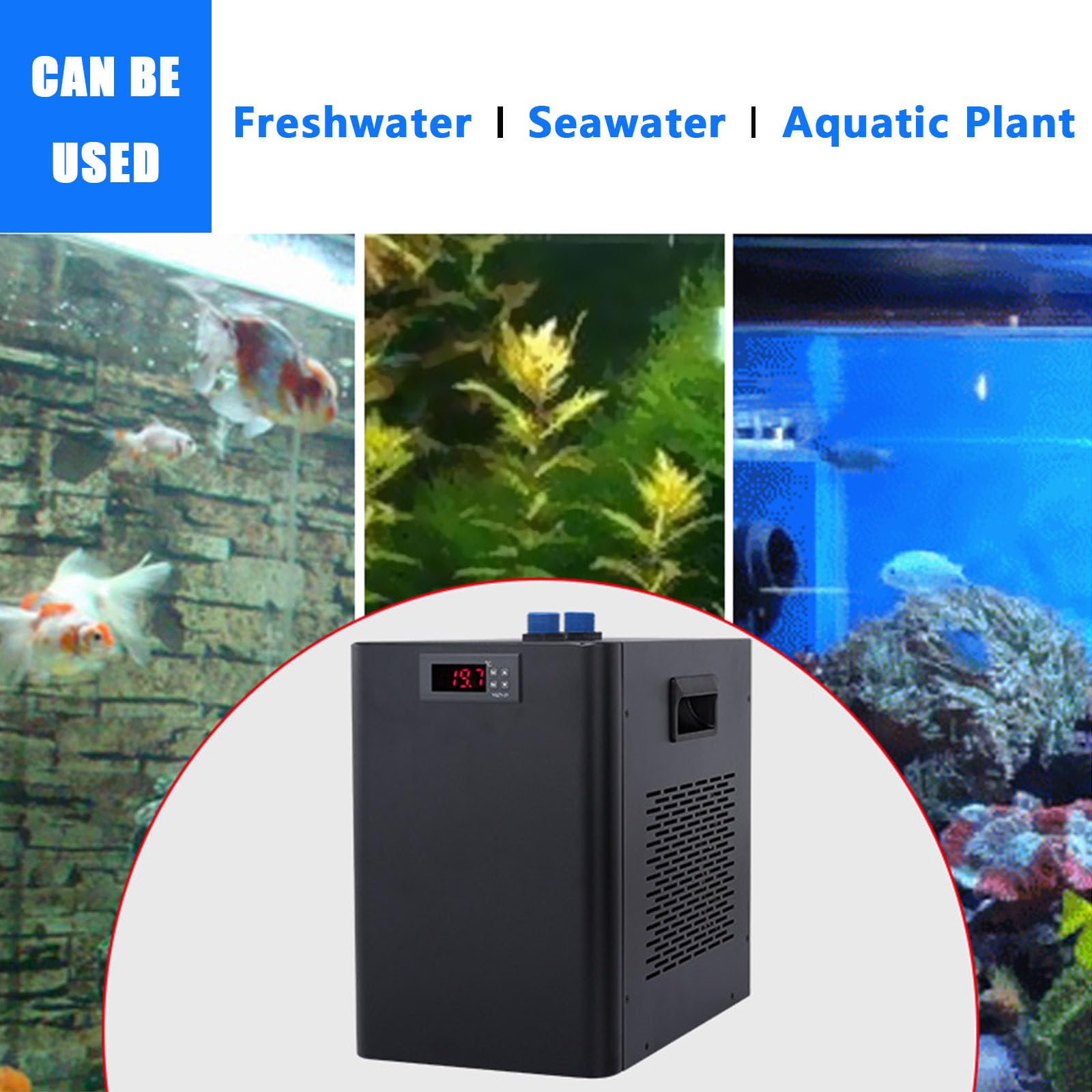 Aquarium-Kühler, 160 l/300 l, Aquarium-Kühler, spezielles leises Design, Eisbad-Kühler für Salzwasser-Süßwasser-Axolotl-Korallenquallen, einfach zu bedienen,300L