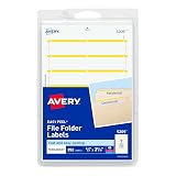 Avery File Folder Labels on 4" x 6" Sheets, Easy Peel, White/Yellow, Print or Write, 2/3" x 3-7/16", 252 Labels (5209) – view 1