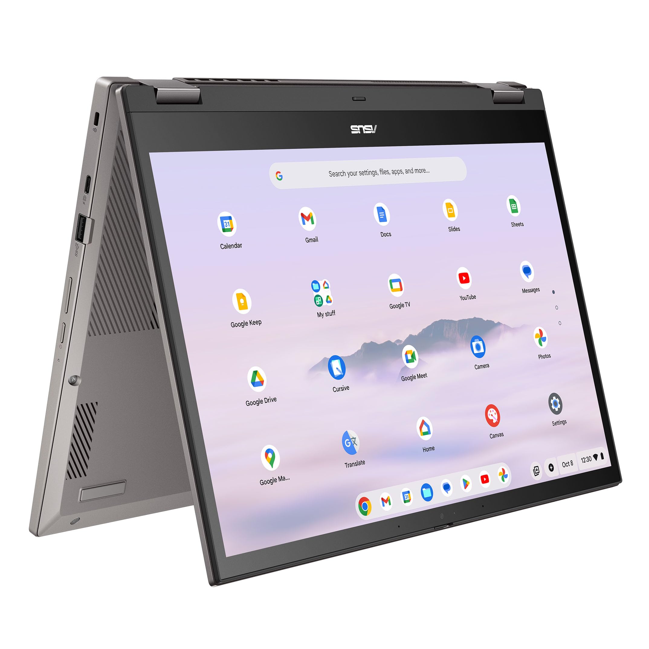 ASUSChromebook Plus CM34 Flip 2-in-1 Laptop | AMD Ryzen 5 7520C | 8GB RAM | 256GB Storage | 1920 x 1200 Touchscreen | Full HD Webcam | Backlit Keyboard | ChromeOS | Grey