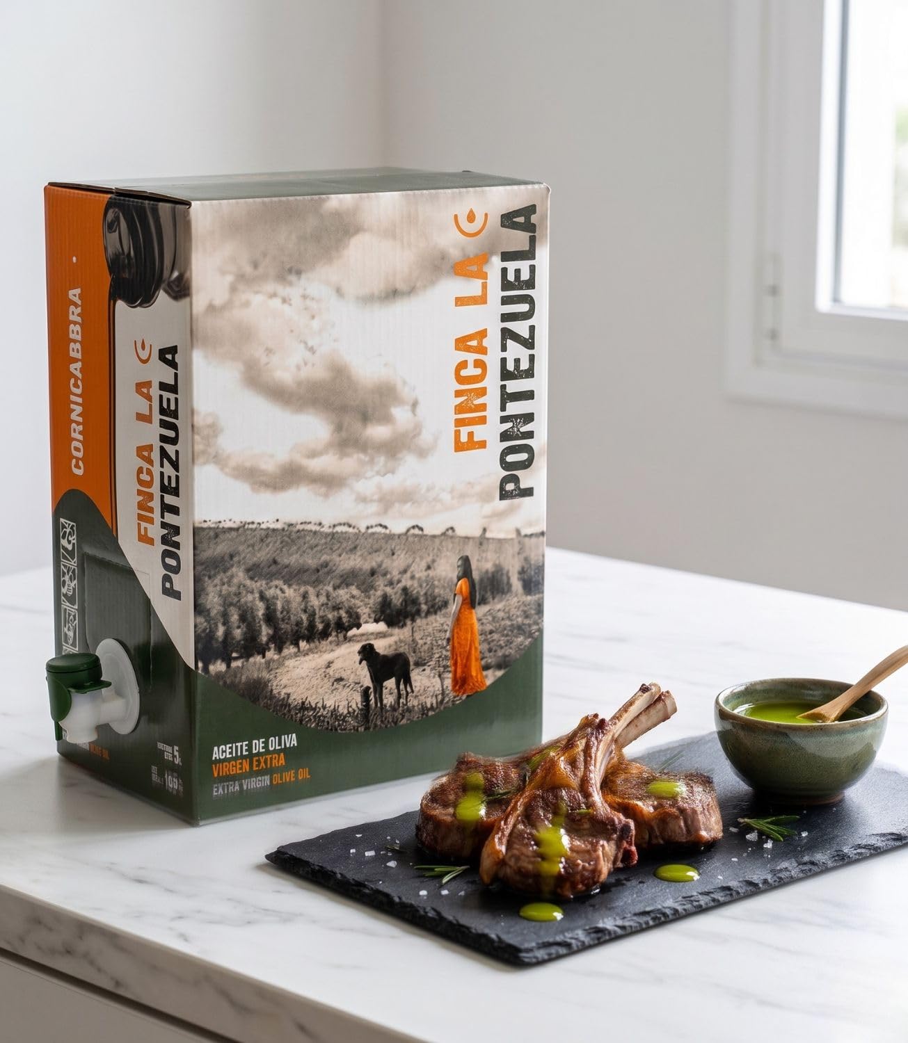 Finca La Pontezuela Bag in Box Aceite de Oliva Virgen Extra 5 Litros Cornicabra - Aceite Intenso de Nueva Campaña - AOVE Español 100% Ideal para Uso Diario - DOP Montes de Toledo (Paquete de 1)