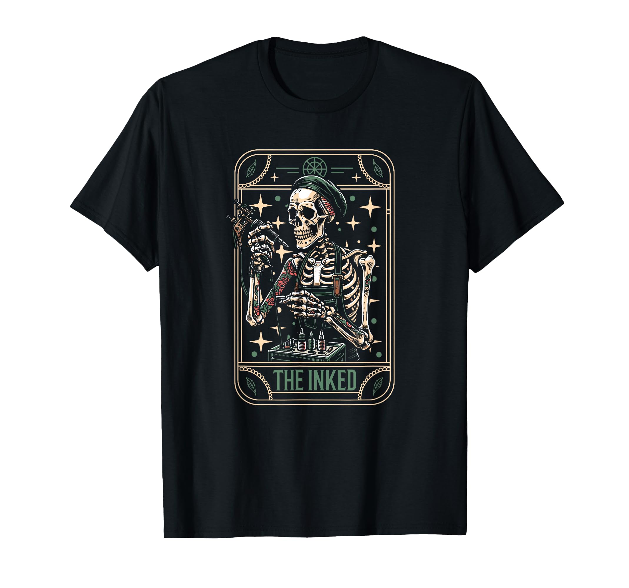 Tattoo Artist Gifts & Accessories Tattoo T-Shirt - Skeleton Tarot Card - Black - Unisex Adults - Small