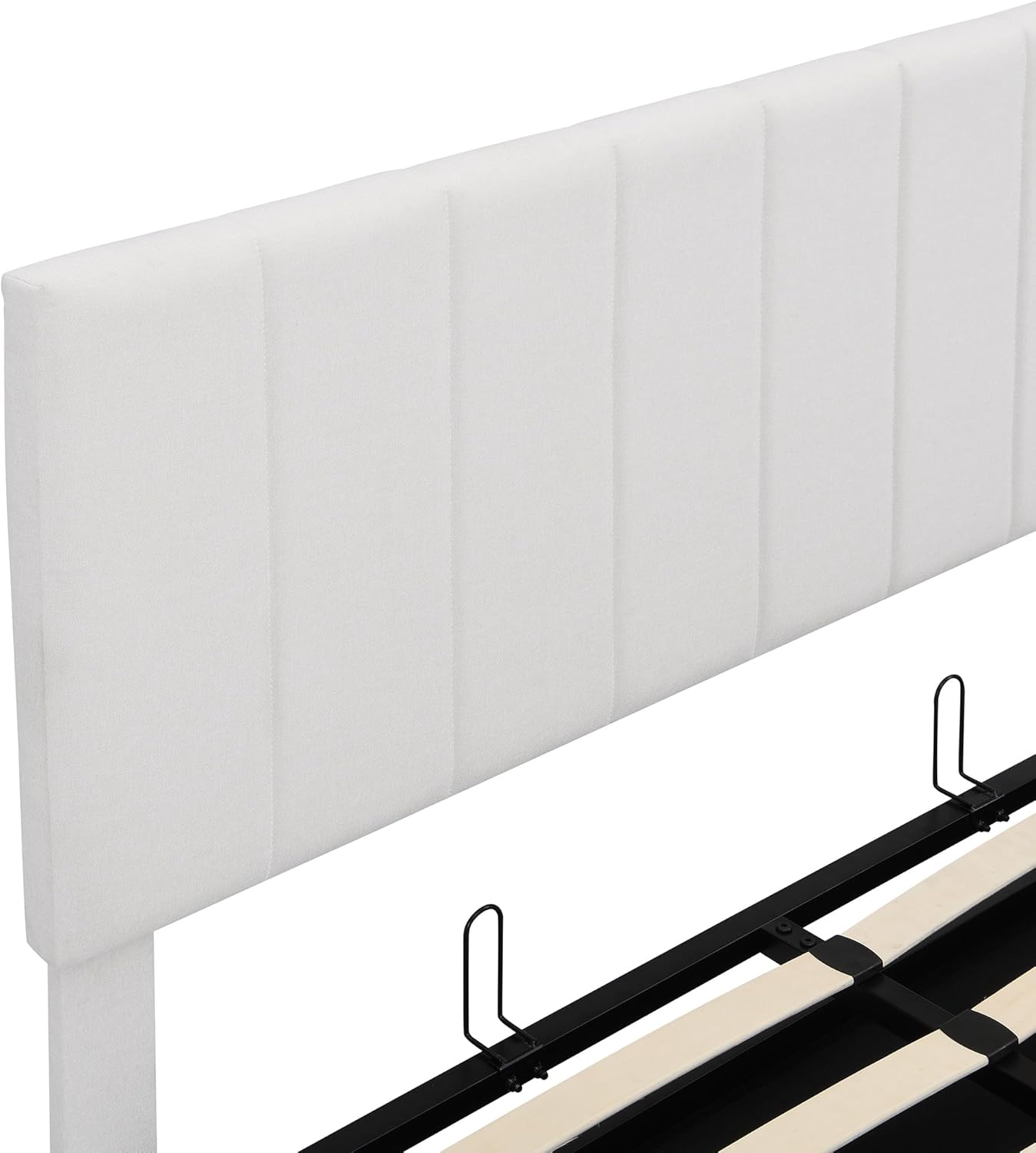 SOFTSEA Full Size Storage Platform Bed with Strong Wooden Slats Supports,Upholstered Bed Frame with Hydraulic Storage,Bed with Headboard,Space Saving/Easy Assemble/No Box Spring Needed