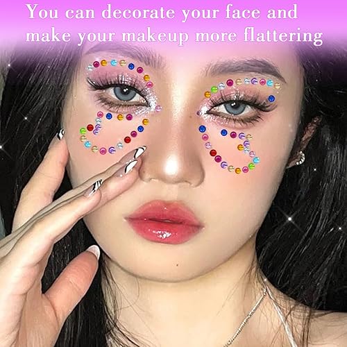 Miniatura 4 de 1799 piezas de 4 hojas de calcomanías de diamantes de imitación autoadhesivas de 0.236 pulgadas, gemas de diamantes de imitación autoadhesivas para