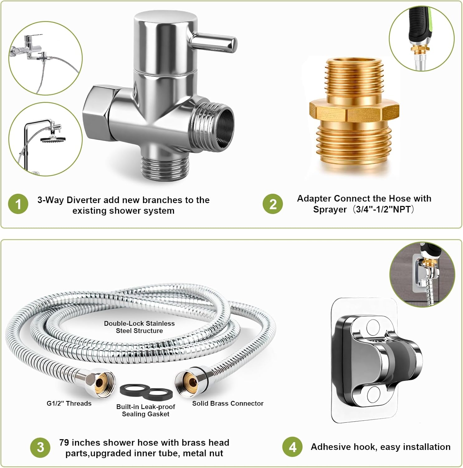 Dog Washing Hose Attachment Indoors, Dog Shower Attachment for Tub, Garden Hose Nozzle Sprayer for Car Wash and Watering