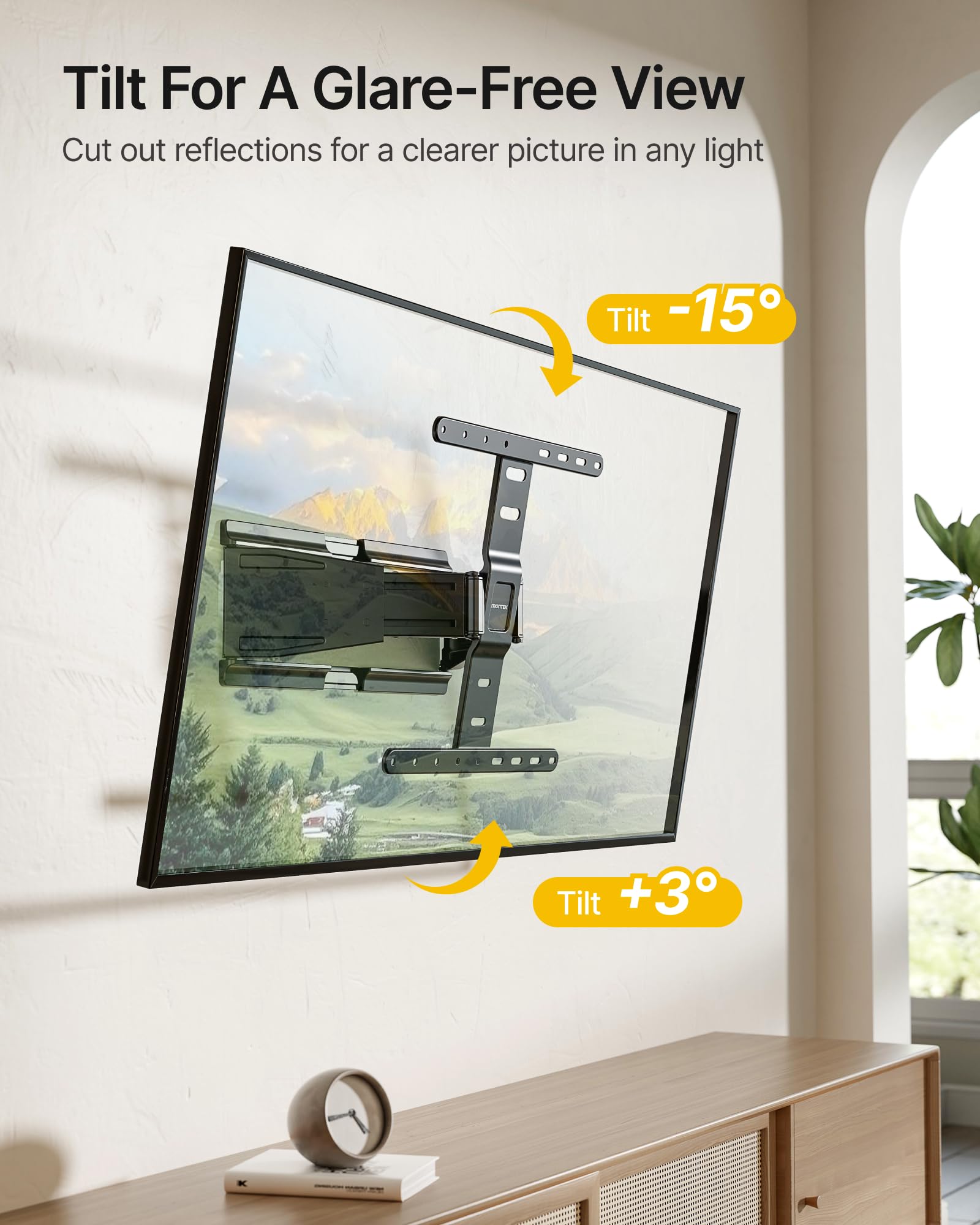 monTEK Staffa da parete ultra sottile da 0,8 pollici per TV da 37-75 pollici, supporto da parete per TV Full Moiton fino a 65 kg, staffa girevole e inclinabile per schermi piatti/curvi, VESA max 400 x