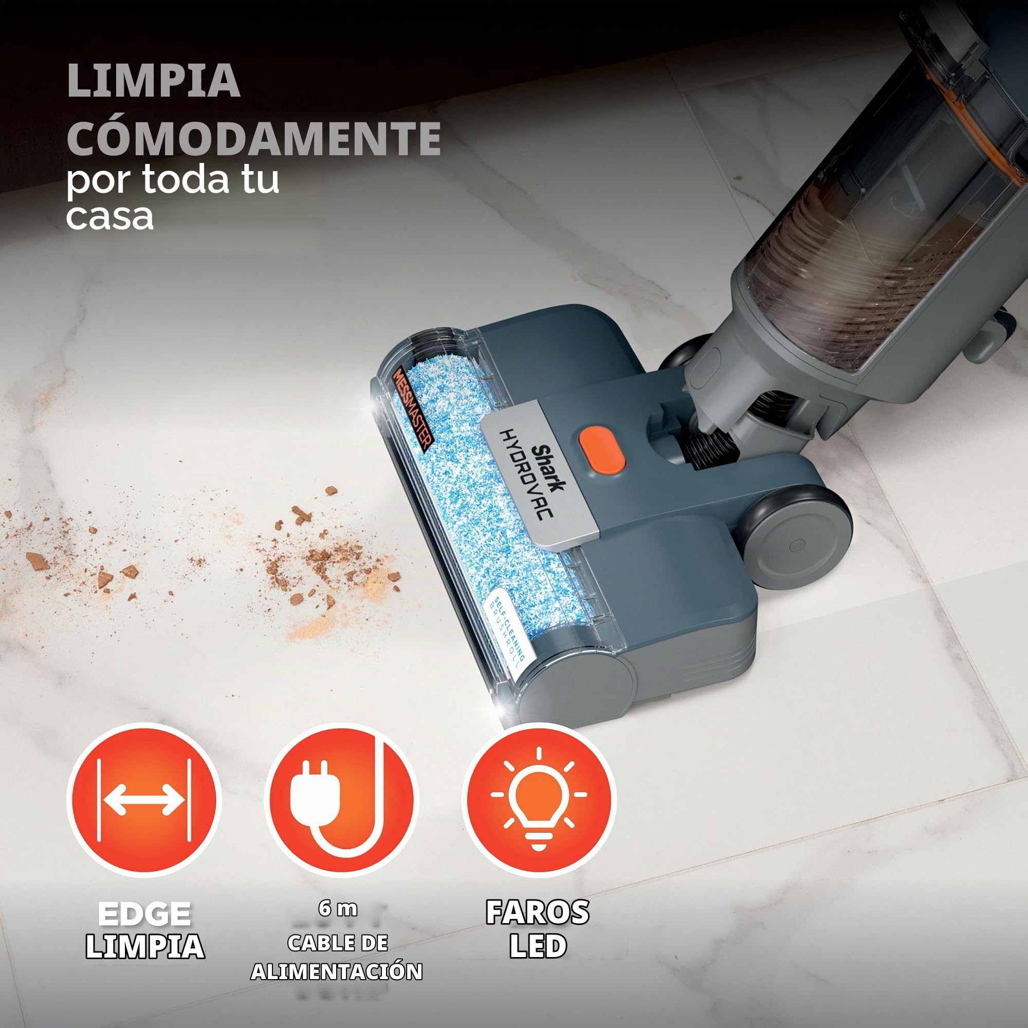 Shark Corded 3-in-1 Vacuum HydroVac MessMaster-Sistema de aspiración, fregona y autolimpieza con Cable 3 en 1, para Suelos Duros y alfombras de área, WD161, Plástico, Navy