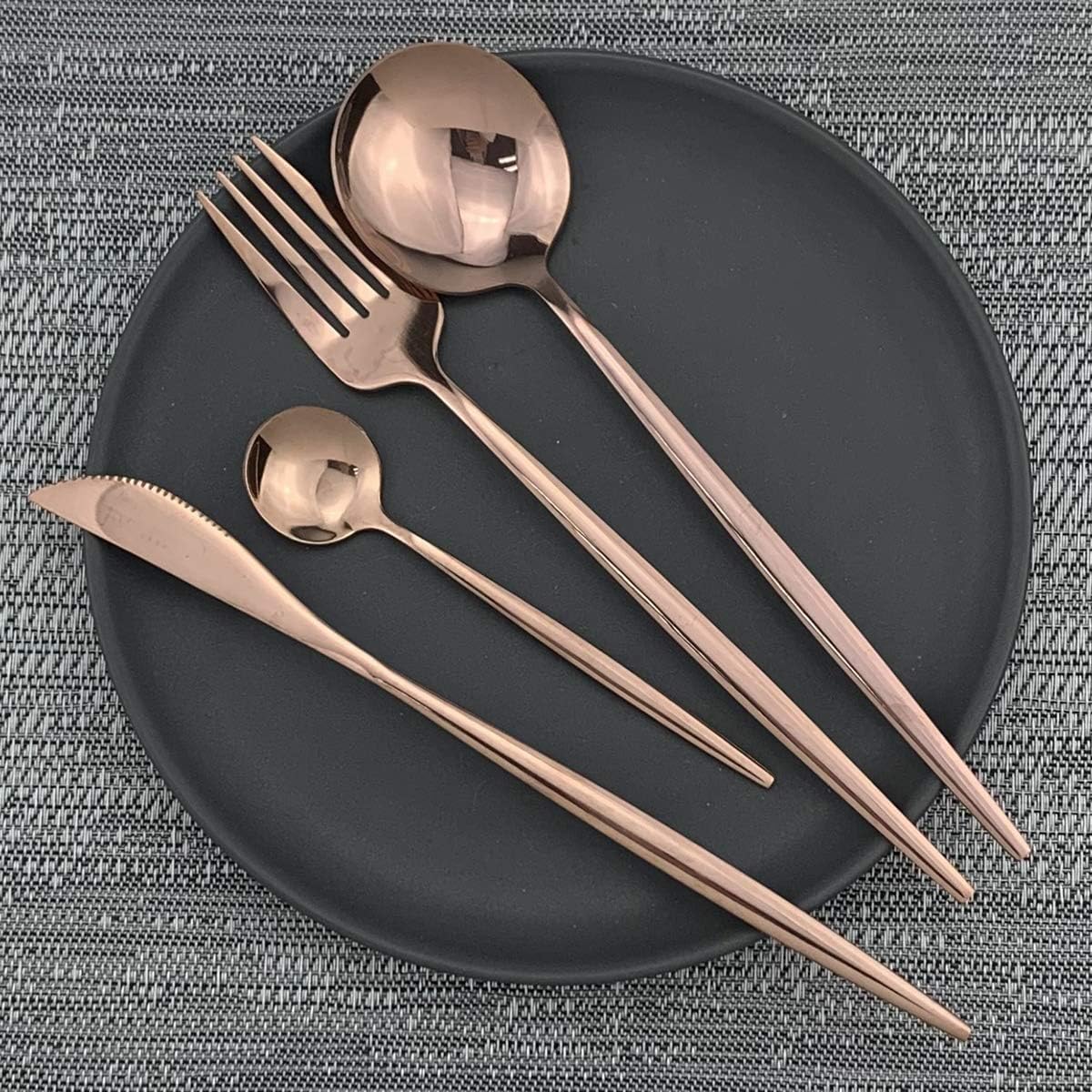 Set di Posate da 40 Pezzi in Acciaio Inossidabile 18/10 per 10 Persone, con Finitura A Specchio, Composto da Forchette, Cucchiai E Coltelli. Utensili Riutilizzabili per Riunioni di Famiglia, Uso