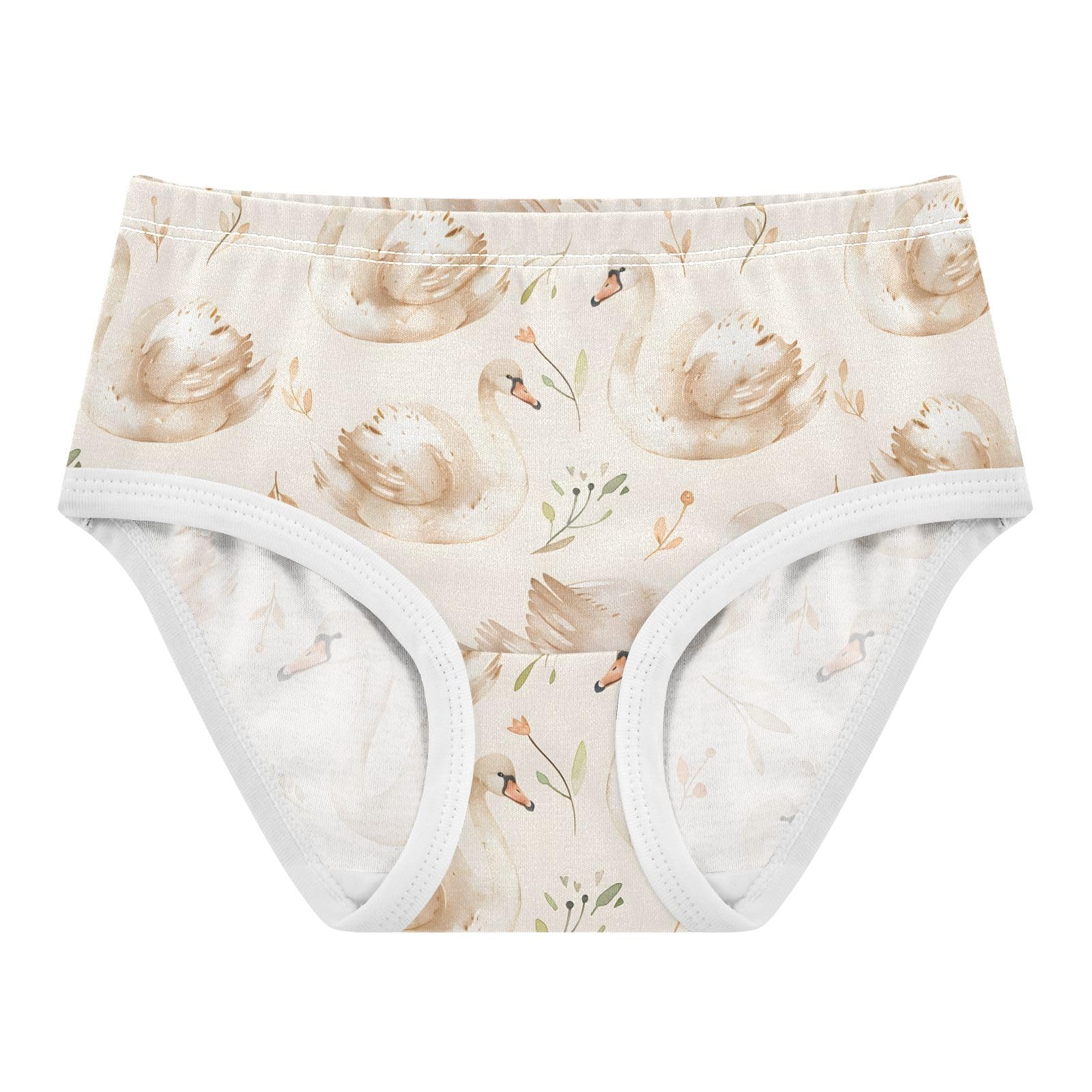 ALAZA Toddler Girls Cotton Hipster Underwear Soft Swan and Flower 2 Pack 2T